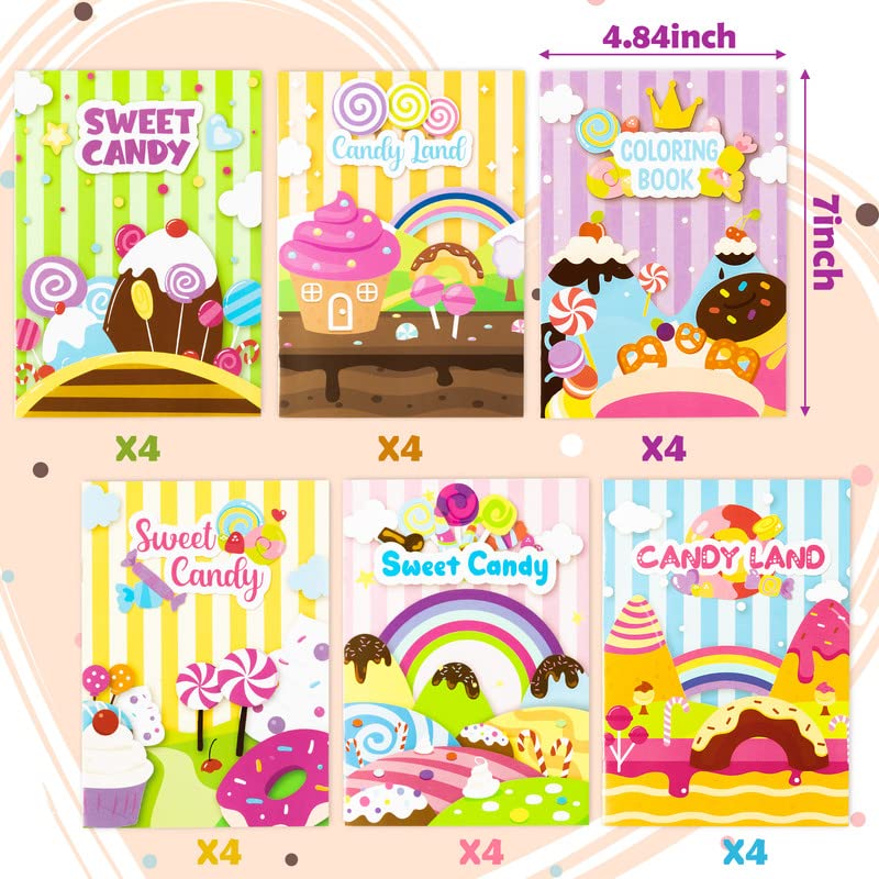 ANGOLIO 24Pcs Candyland Kids Coloring Books Bulk Drawing Activity Books, Color Your Own Candy Land DIY Carfts for Boys Girls, Educational Toy Holiday Birthday Party Favors Goodie Bag Filler - Image 3
