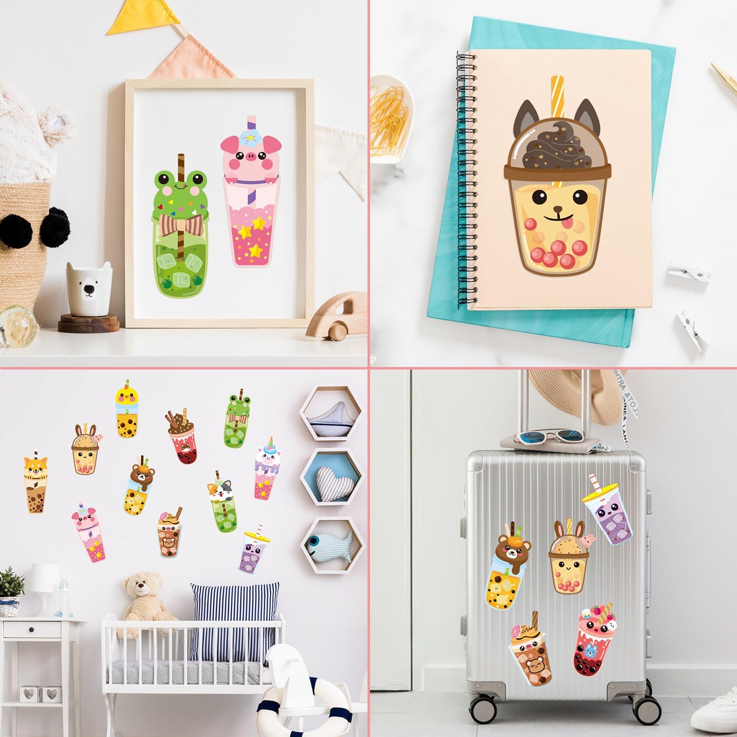ANGOLIO 40Pcs Make A Face Boba Tea Stickers Make Your Own Animals Stickers Mix and Match Sweets and Boba Tea Party Favor Supplies for Kids Ice Cream Sticker Games Birthday DIY Art Crafts - Image 4