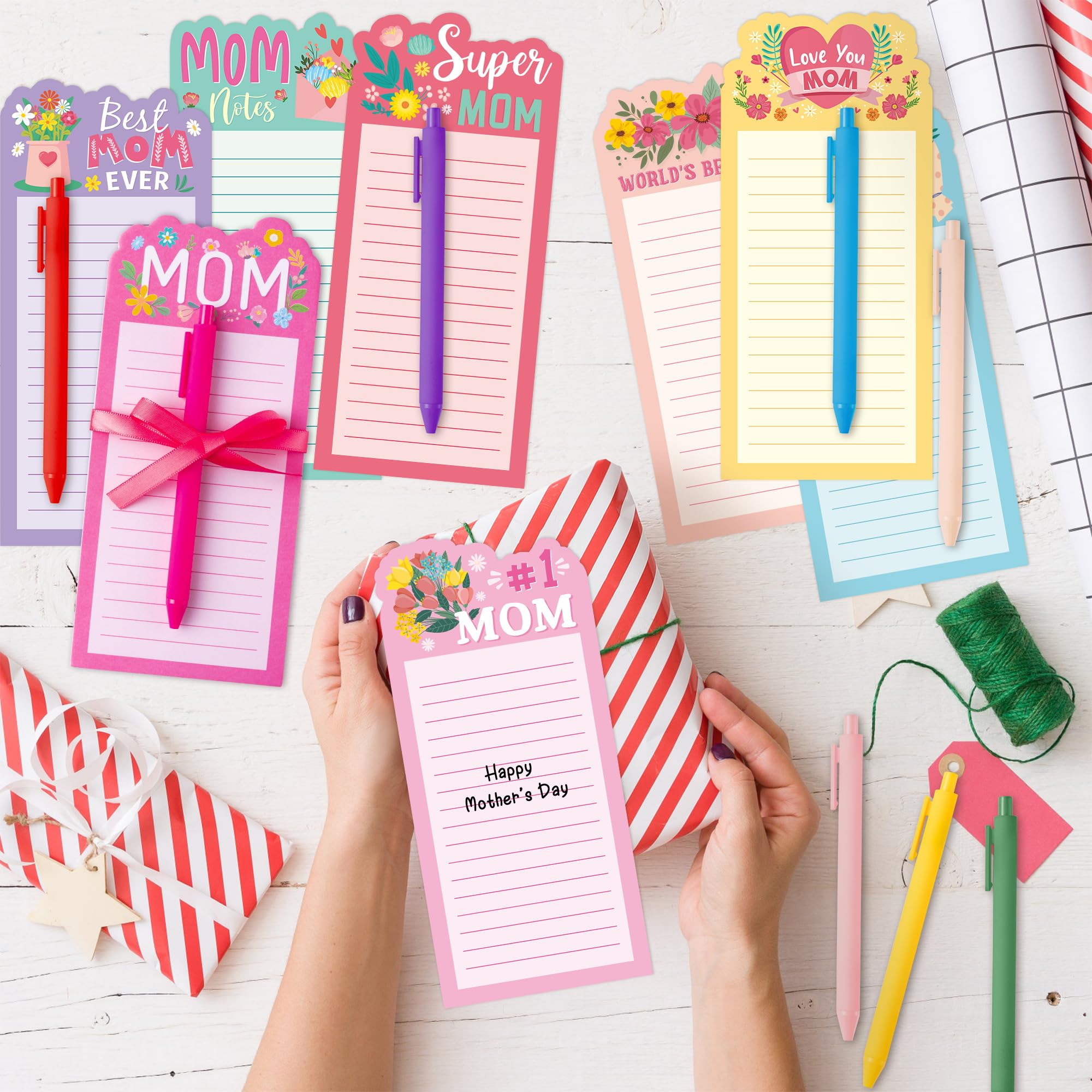 ANGOLIO Mother's Day Notepads With Pen - 8 Sets Happy Mother's Day Sticky Notes Gifts for Mom Self-Adhesive Sticky Notepads Writing Memo Pads for Mom Ladies Women School Office Birthday Gifts Supplies - Image 4